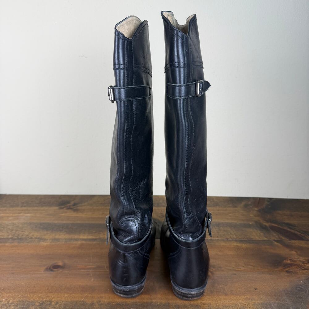 Frye Dorado Black Leather Tall Riding Boots Women's 8 Knee High Buckle 77560 - Picture 5 of 13